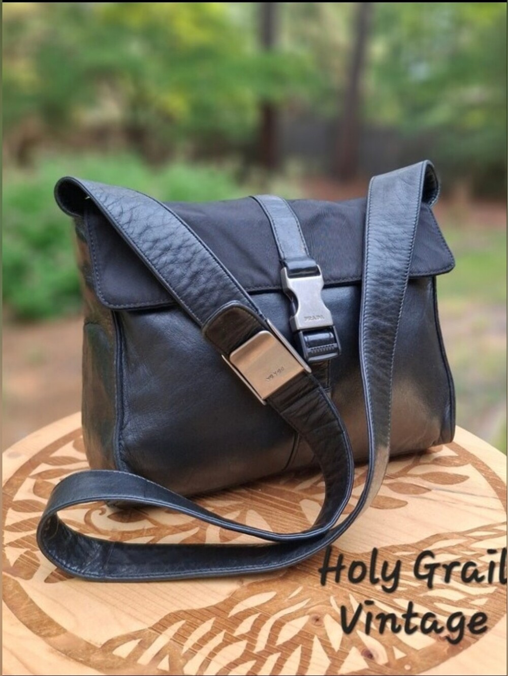VTG Y2K Prada Tessuto Nylon & Vitello Morbido Black Leather Messenger Bag